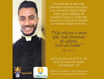 Seminarista Raphael recebe o Ministério do Acolitato