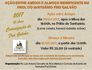 Santuário de Frei Galvão promove dois eventos beneficentes